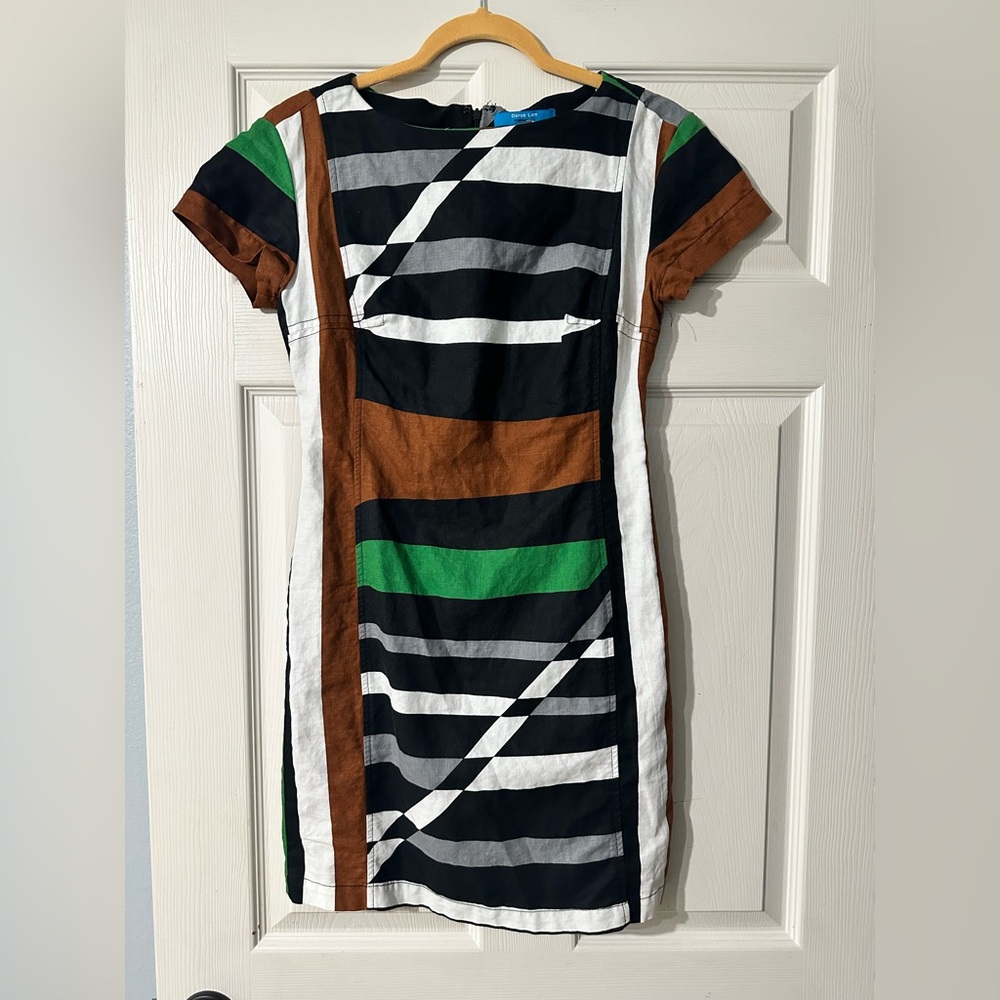 Derek Lam Colorblock Linen Dress Size 4